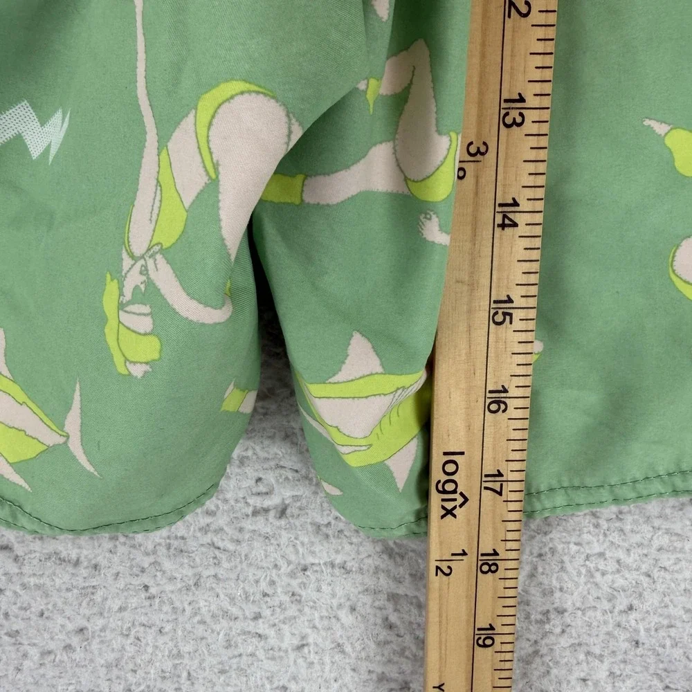 Volcom Swim Shorts Mens Medium Green Retro Graphic Trunks Mesh Lined Girls